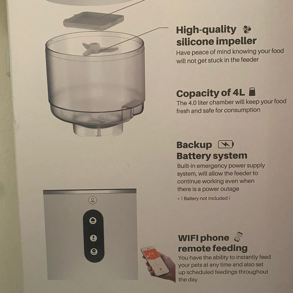 Pet Genius Smart Feeder WiFi App Voice Message Dual Power Pet Dog Cat Bird NEW - Picture 2 of 10